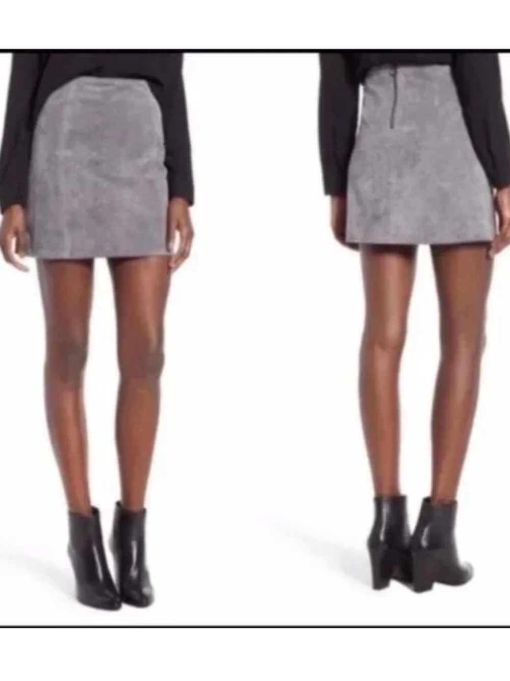 NWT BlankNYC Grey Suede Leather Mini Skirt with Zip Back Size 27 - Picture 2 of 6